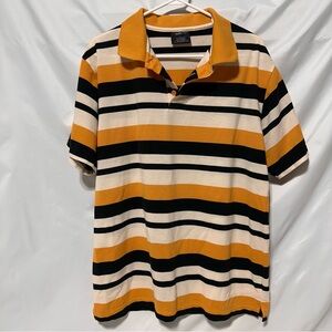 NBN Gear Striped Polo Shirt L - Orange, Black, and White